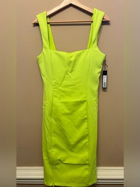 TA3 Squarey in Acid Green Shapewear Pencil Dress Size 2X short